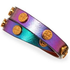 TORY BURCH DOUBLE WRAP LOGO BRACELET - IRIDESCENT